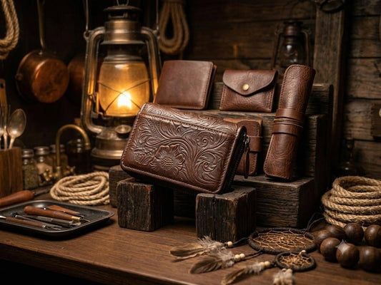 Artisan Bespoke Hand-Tooled Resurrected Leather Zipper Wallet